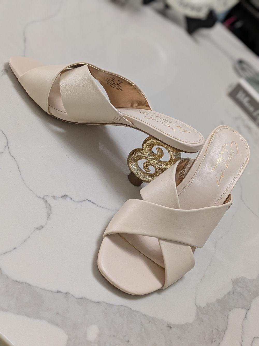 NWT Sam Edelman Cream Cross-Strap Heeled Sandals 7.5B